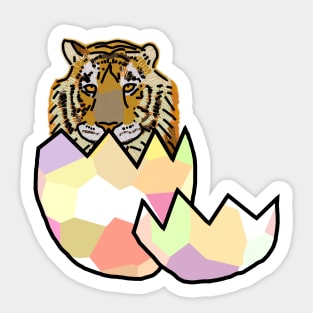 Tiger Hatching from Easter Egg Sticker